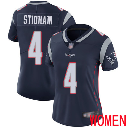 New England Patriots Limited Navy Blue Women 4 Jarrett Stidham Home NFL Jersey Vapor